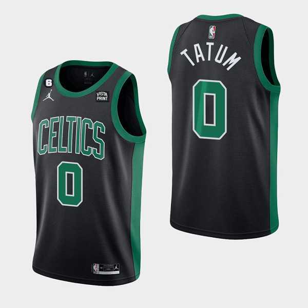 Men%27s Boston Celtics #0 Jayson Tatum Black No.6 Patch Stitched Basketball Jersey->brooklyn nets->NBA Jersey